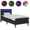 vidaXL Ramka ł&oacute;żka z paskami LED Czarny 90 x 190 cm Ekosk&oacute;ra