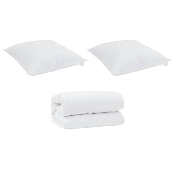 vidaXL Duvet z poduszkami z poduszką 3 pcs Biały Mikrofibra