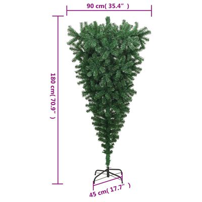 vidaXL Odwrócona, sztuczna choinka ze stojakiem, zielona, 180 cm