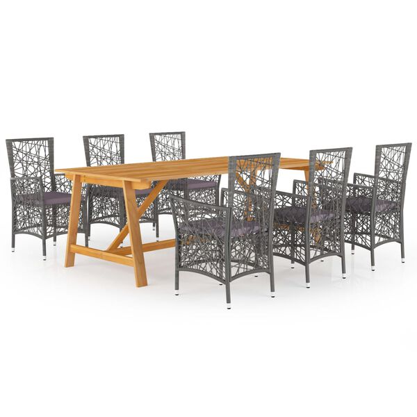 vidaXL 7-częściowy zestaw mebli ogrodowych, szary