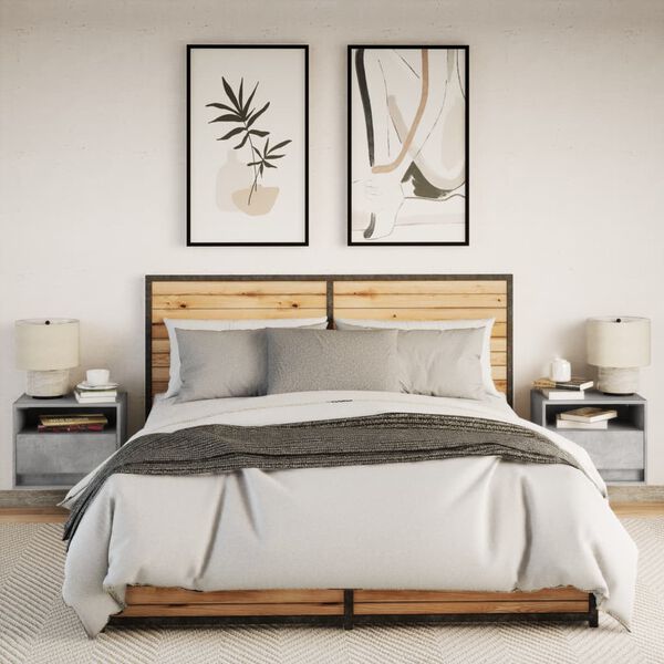 vidaXL Wiszące szafki nocne z LED, 2 szt., szarość betonu