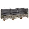 vidaXL 3-osobowa sofa ogrodowa z poduszkami, szara, polirattan