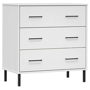 vidaXL Komoda OSLO z 3 szufladami, biała, 77x40x79,5 cm, lite drewno