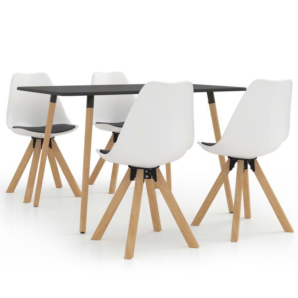 vidaXL 5-częściowy zestaw mebli jadalnianych, biało-czarny