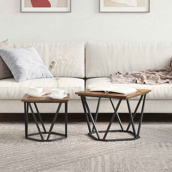 vidaXL Zestaw stolik&oacute;w bocznych 2 pcs Wędzony dąb 50 x 50 x 40 cm