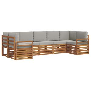 vidaXL Zestaw sofy narożnej z poduszką 7 pcs Naturalny i Jasny Szary