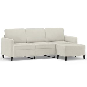 vidaXL Sofa 3-osobowa, kremowa, 180 cm, tapicerowana aksamit
