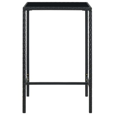vidaXL Ogrodowy stolik barowy, czarny, 70x70x110 cm, rattan PE i szkło