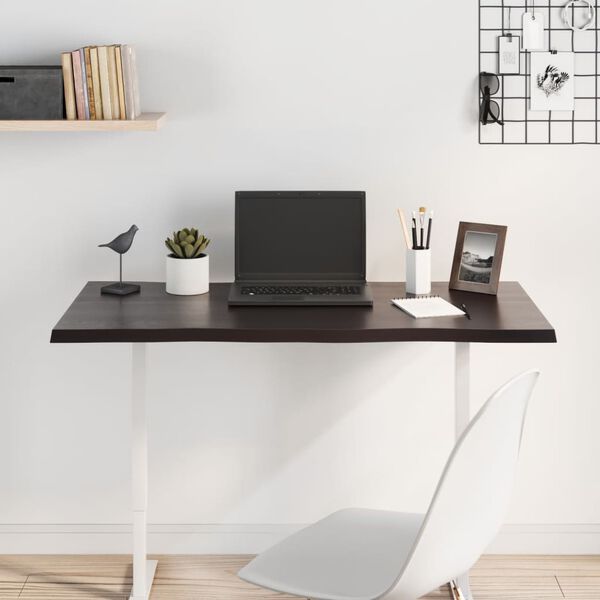 vidaXL Blat stołu, ciemnobrązowy 100x50x2 cm dąb z naturalną krawędzią