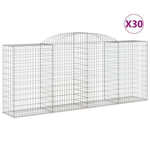 vidaXL Kosze gabionowe, 30 szt, 300x50x120/140cm, galwanizowane żelazo