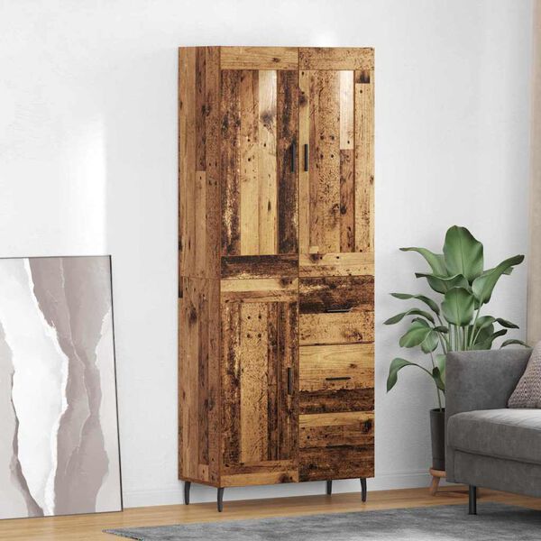 vidaXL Highboard z szufladą 2 pcs Stare drewno Materiał drewnopochodny