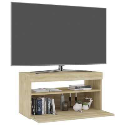 vidaXL Szafka TV z oświetleniem LED, dąb sonoma, 75x35x40 cm