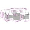 vidaXL 7-cz. zestaw mebli z poduszkami, szary, polirattan i
