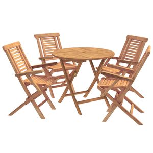 vidaXL 5-częściowy składany ogrodowy zestaw bistro naturalny