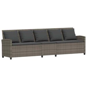 vidaXL Sofa ogrodowa 5-osobowa z poduszkami Szary polirattan