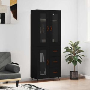 vidaXL Witrynka, czarna, 69,5x34x180 cm, materiał drewnopochodny