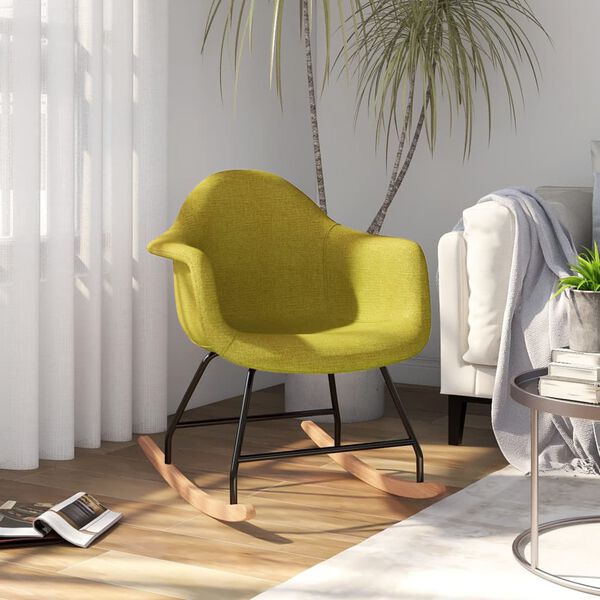 vidaXL Fotel bujany, zielony, tapicerowany tkaniną