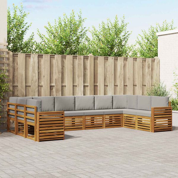 vidaXL Zestaw sofy narożnej z poduszką 10 pcs Naturalny i Jasny Szary