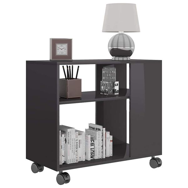 vidaXL Stolik boczny, szary z połyskiem, 70x35x55 cm