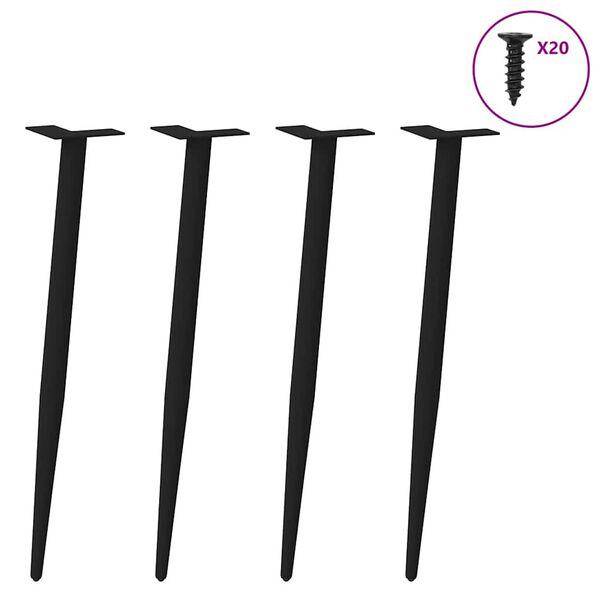 vidaXL Nogi do stołu konsolowego w kształcie stożka 4 szt. Czarne 72-73 cm Stalowe