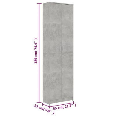 vidaXL Szafa do przedpokoju, szarość betonu, 55x25x189 cm