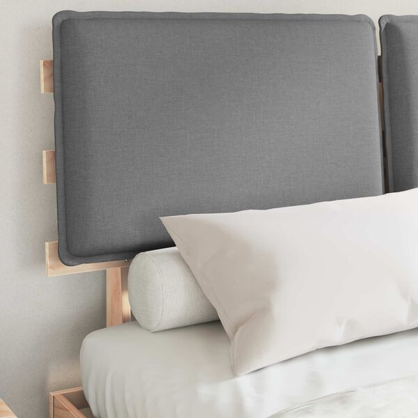 vidaXL Ramka ł&oacute;żka z tapicerowanym wezgłowiem Jasnoszary 135 x 190 cm