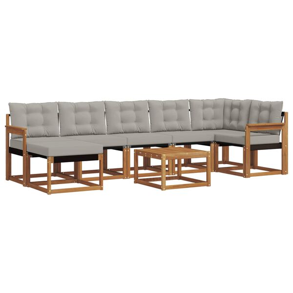 vidaXL Zestaw sof na zewnątrz z poduszką 8 pcs Naturalny i Jasny Szary