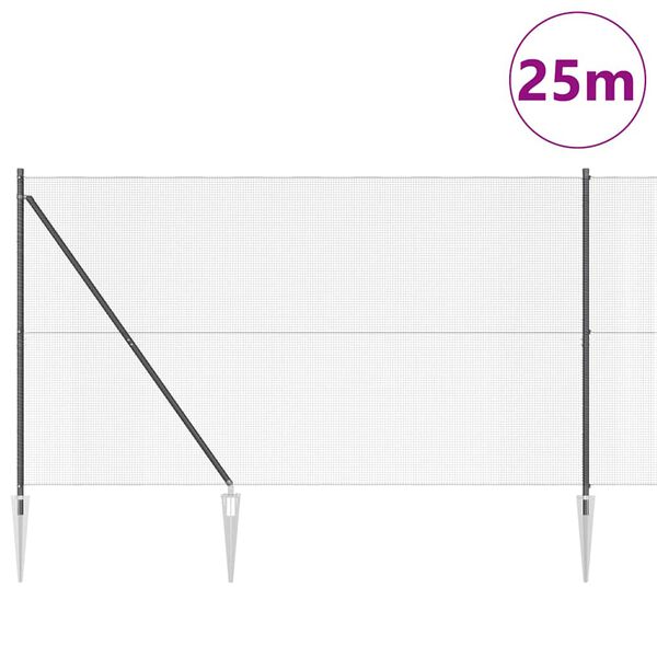 vidaXL Słupek ogrodzeniowy. Szary 25 x 1,5 m (siatka 12 x 12 mm) Stal