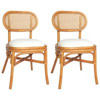 vidaXL Krzesła stołowe, 2 szt., jasnobrązowe, lniane poduszki