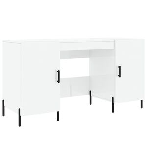 vidaXL Biurko białe z połyskiem, 140x50x75 cm, materiał drewnopochodny