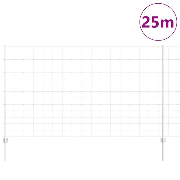 vidaXL Ogrodzenie z słupkiem Srebrny 1,4 x 25 m Stal