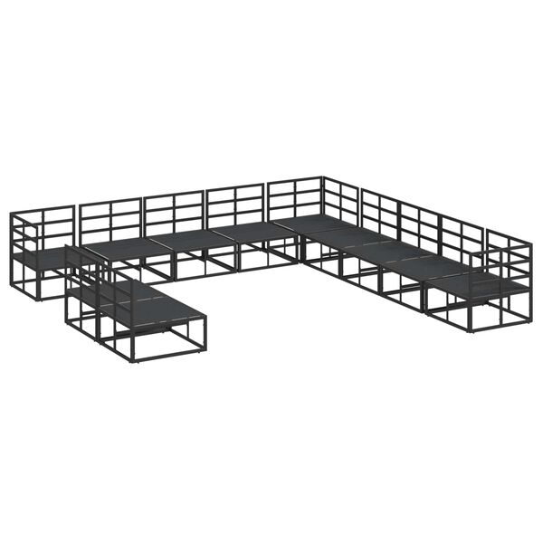 vidaXL Zestaw Sof na Ogród z poduszką 11 pcs Czarny Aluminium