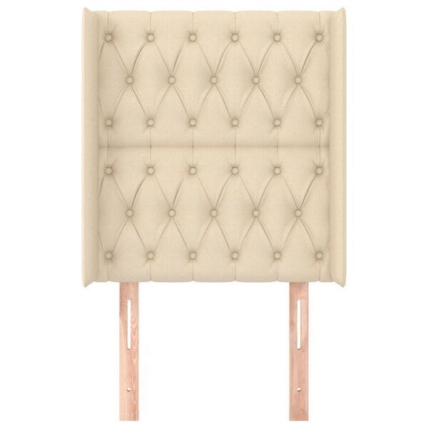 vidaXL Zagł&oacute;wek uszak, kremowy, 83x16x118/128 cm, tkanina