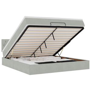 vidaXL Rama ł&oacute;żka otomana z materacem, szara, 180x200 cm, aksamit