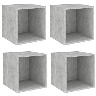 vidaXL Półki ścienne, 4 szt., szarość betonu, 37x37x37 cm