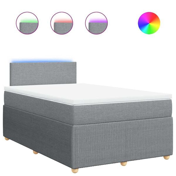 vidaXL Ł&oacute;żko kontynentalne z materacem, jasnoszare, tkanina 120x200 cm