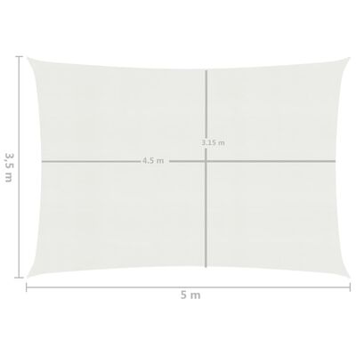 vidaXL Żagiel przeciwsłoneczny, 160 g/m², biały, 3,5x5 m, HDPE