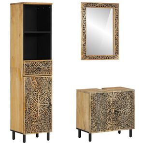 vidaXL 3-cz. zestaw mebli łazienkowych, lite drewno mango