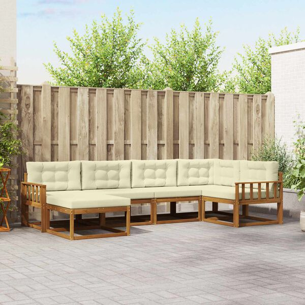 vidaXL Zestaw sof na zewnątrz z poduszką 6 pcs Naturalny i Kremowy