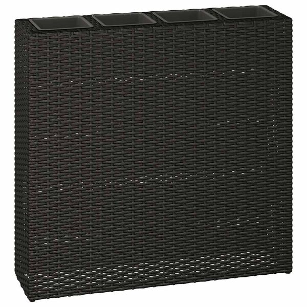 vidaXL Podwyższone donice z 4 wkładami, 2 szt., polirattan, czarne