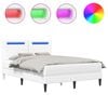 vidaXL Ramka ł&oacute;żka z paskami LED Biały 140 x 190 cm Ekosk&oacute;ra