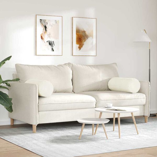 vidaXL Poduszki Wałkowe 2 pcs Kremowy Ø 25 x 70 cm Tkanina sztruksowa