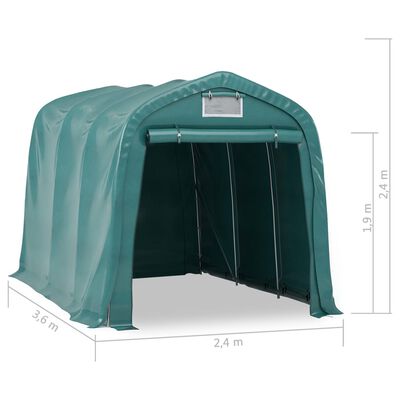 vidaXL Namiot garażowy z PVC, 2,4 x 3,6 m, zielony