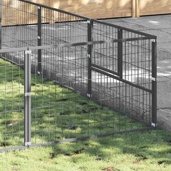 vidaXL Kojec dla psa, srebrny, 60 m&sup2;, stalowy