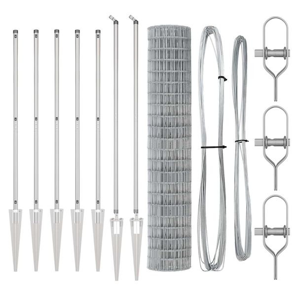 vidaXL Ogrodzenie z słupkiem Srebrny 1,5 x 10 m Stal