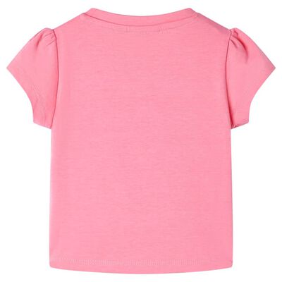 Koszulka dziecięca z krótkimi rękawami, fluorescencyjny róż, 92