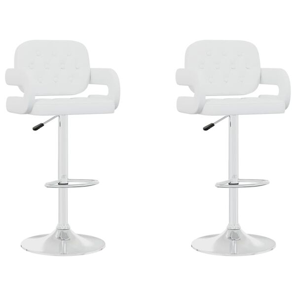 vidaXL Stołki barowe, 2 szt., białe, sztuczna sk&oacute;ra