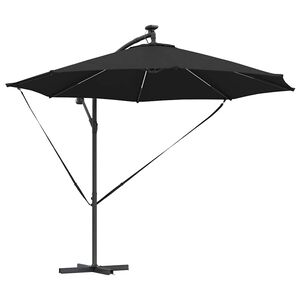 vidaXL Parasol plażowy 294 x 294 x 248 cm Poliester i aluminium Czarny