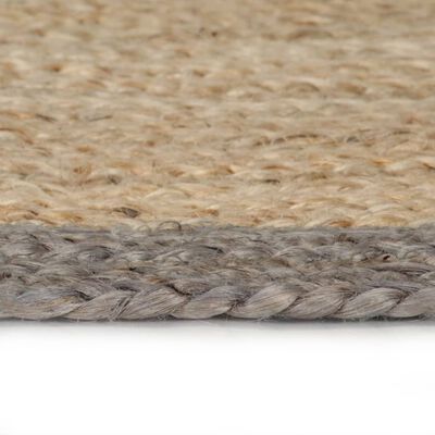 vidaXL Ręcznie wykonany dywanik, juta, szara krawędź, 120 cm