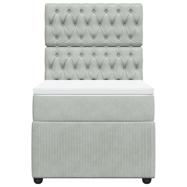 vidaXL Ł&oacute;żko kontynentalne z materacem, jasnoszare, aksamit, 80x200 cm